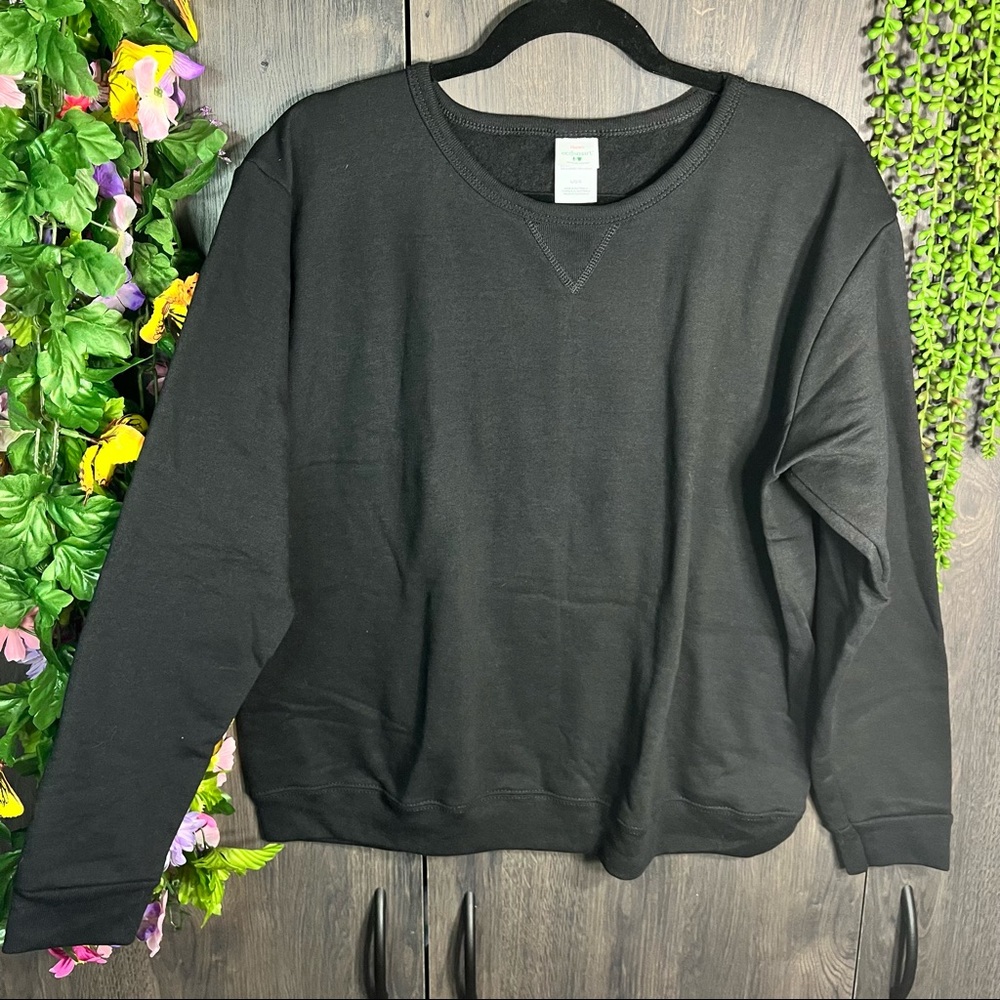 3/$30nwot Hanes Ecosmart Black Crew Neck Sweater Size Large View 2